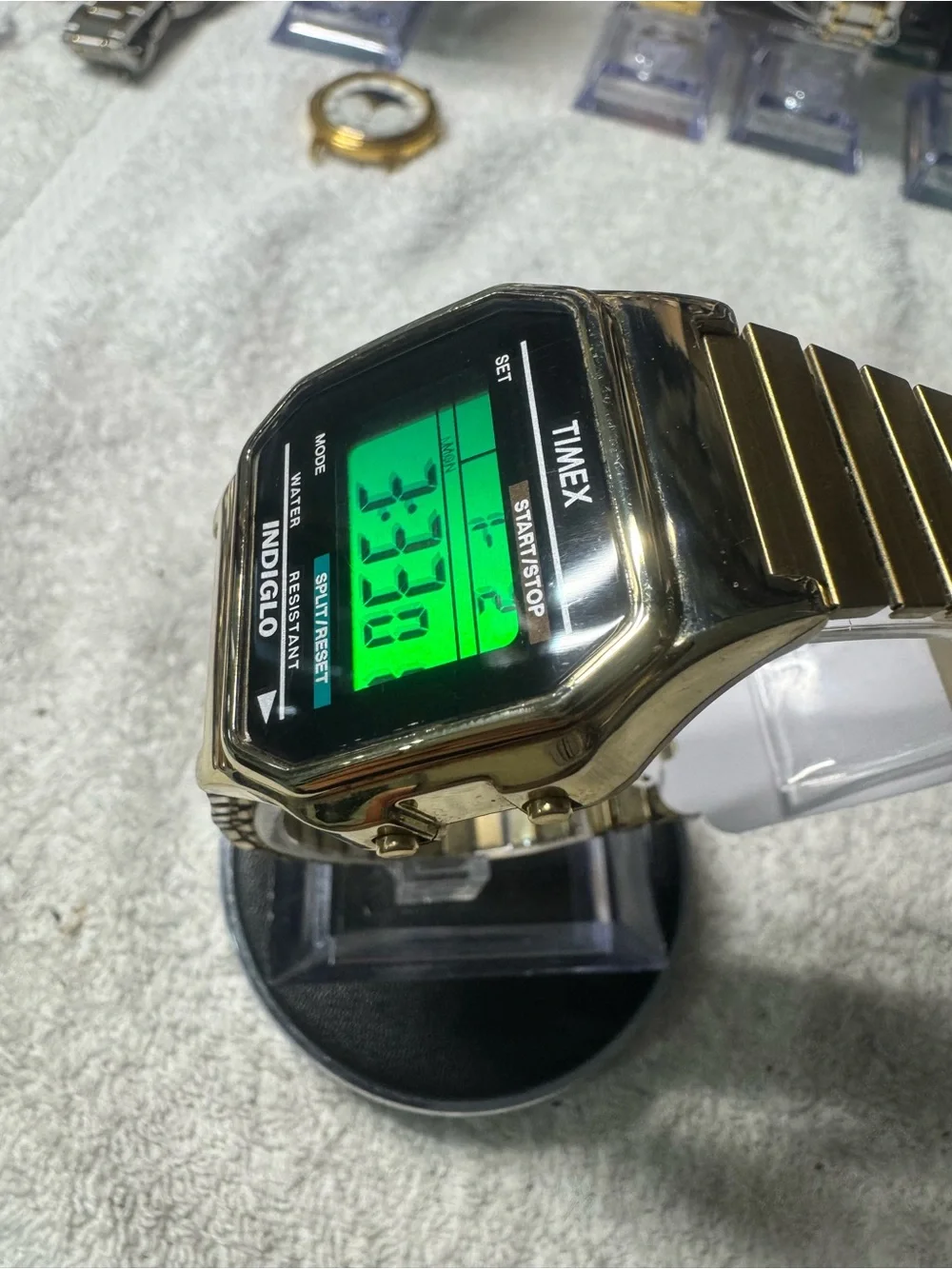 Timex Gold Tone Digital Indiglo Watch with Black Display